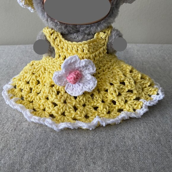 Handmade Crochet Spring Summer Yellow White Outfit for 17cm Doll 2-Piece Set - Picture 6 of 7
